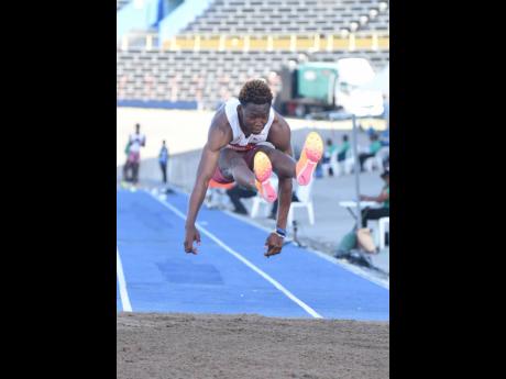 Jaydon Hibbert competes in the Men’s Triple Jump during the JAAA National Seniors and Juniors Athletics Championships. 