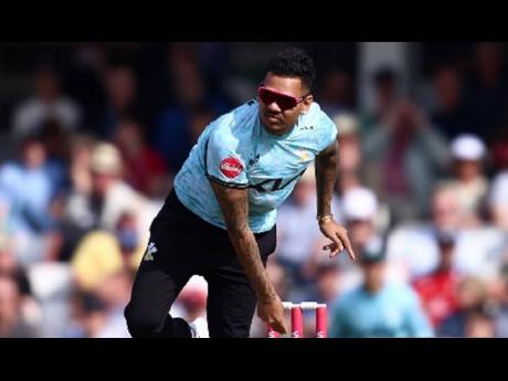 Sunil Narine in action for Surrey.
