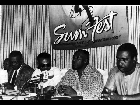 
Launching Reggae Sumfest 1993: The executive director of Sumfest Productions Ltd, the company established to organise Reggae Sumfest 1993, Mickey Morris (second right) launched the festival on May 28, at the Wexford Hotel in Montego Bay. Others in the pic