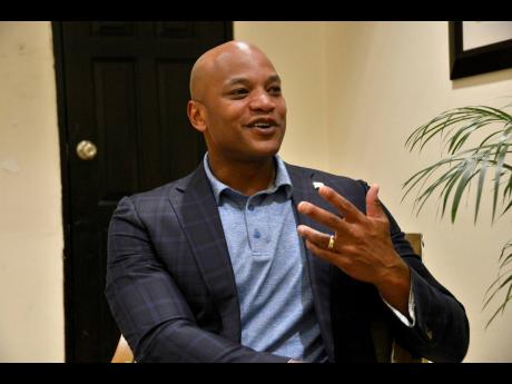 Wes Moore, governor of the state of Maryland in the United States, speaking with The Gleaner in Kingston earlier this month.