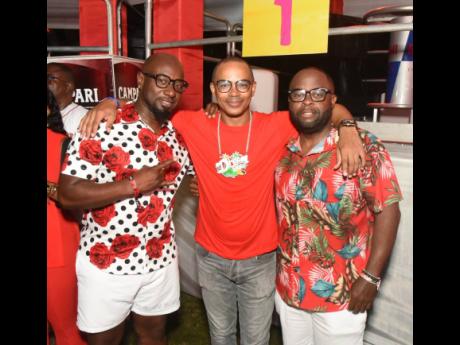 From left: Garth Walker, promoter of Celebrity Playground; Scott Dunn, managing director of Dream Entertainment; and Greg Christian keep spectacled eyes on the proceedings. 