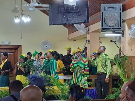 Members of the Kings Chapel United Pentecostal Church in Montego Bay, St James, leading a rousing praise and worship session during the annual Independence Church Service for St James on Sunday, July 30. The service was held as part of this year’s nation