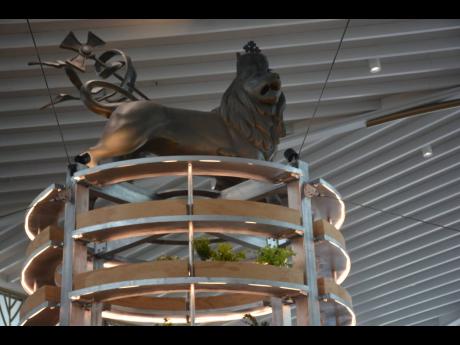 
The Lion of Judah sits atop the herb garden being created in the airport.