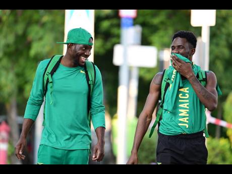 Rusheen McDonald (left) and Malik James-King head to training at the Hungarian University of Sports Sciences in Budapest, Hungary, ahead of the start of the World Athletics Championships.