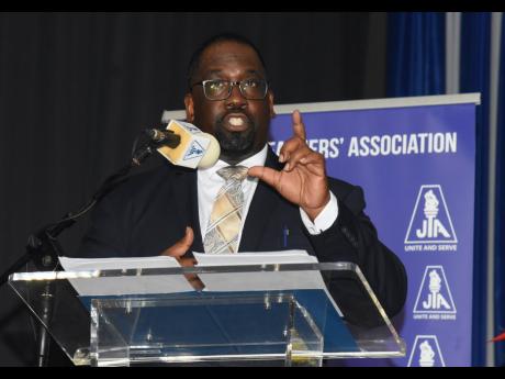 Fredrick Ingram, secretary-treasurer of the America Federation of Teachers, addresses the educators at the Jamaica Teachers’ Association’s (JTA) 59th Annual Conference on Monday.