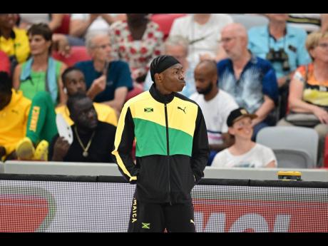 Jamaica’s Jaydon Hibbert looks on after exiting the World Athletics Championships triple jump finals with a hamstring injury inside the National Athletics Centre on Monday. 