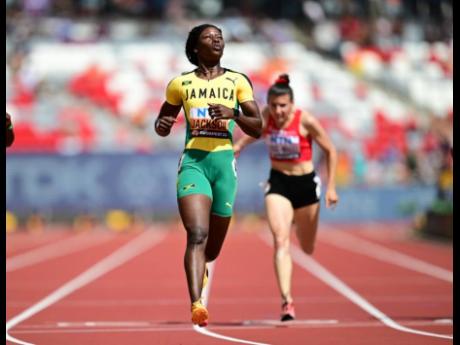 Jamaica's Shericka Jackson cruises during her first-round women's 200 metres at the World Athletics Championships inside the National Athletics Centre.