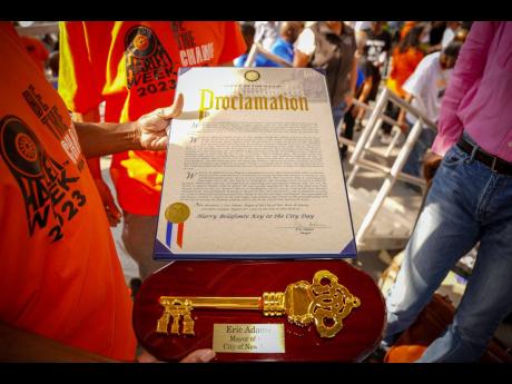 A symbolic Key to the City of New York and Proclamation which honour legendary performer and civil rights activist Harry Belafonte. 