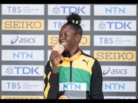 World champion in the women’s 200m Shericka Jackson.