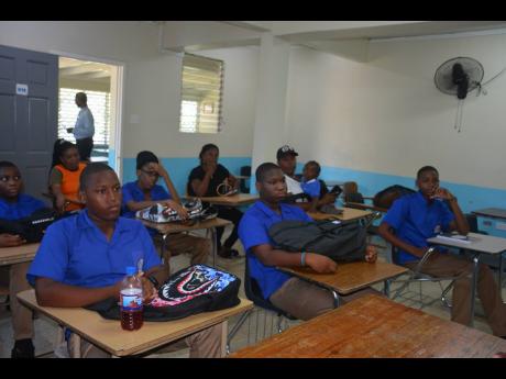 Grade eight students in a class at the Monsignor Gladstone Wilson College in Montego Bay, St James.