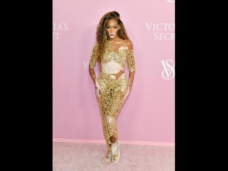 Winnie Harlow attends the Victoria’s Secret The Tour ‘23 event on Wednesday  in a crocheted look by Melissa Valdes Duque, a 24-year-old designer from Bogota, Columbia.