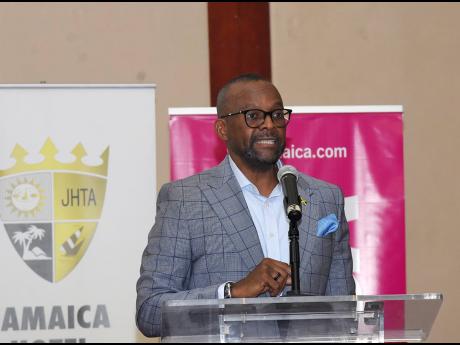 Director of Tourism Donovan White speaking at the 2023 Jamaica Product Exchange (JAPEX) at the Montego Bay Convention Centre in St James yesterday.