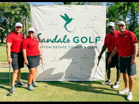 From left: Peter Drab, Megan Sams, Damon Spady and Scott Austin, who won the 19th Annual United States Global Travel Advisors Golf Tournament at Sandals Upton Estate Golf and Country Club on Friday will be among one of five teams vying for the Global Trave