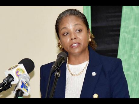 Marlene Malahoo Forte addressing newly commissioned justices of the peace in Westmoreland on Thursday.