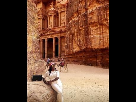 Renee James poses for a photo at her favourite wonder of the world, Petra, in southern Jordan.