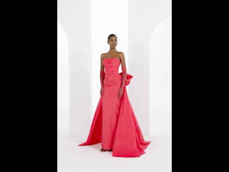 Jamaican supermodel Tami Williams is red-hot in a gown and gloves for the Lebanese luxury designer, evoking old Hollywood glam.