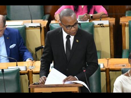 Member of Parliament for Westmoreland Western, Morland Wilson, makes his contribution to the State of the Constituency Debate in the House of Representatives on October 11.