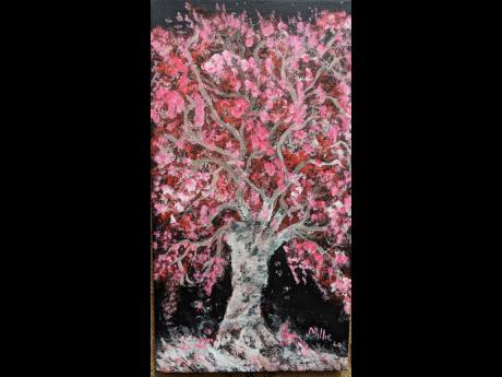 Paying homage to the trees of nature, she gave her own interpretation of the Japanese plum tree.