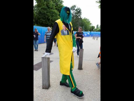 
An iteration of the Reggae Tiger when he visited France with Jamaica’s Reggae Girlz during their historic World Cup qualification.