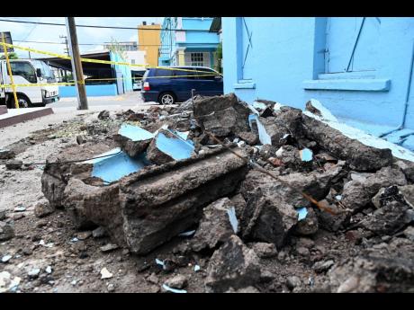 Earthquake aftermath on Church Street Downtown Kingston