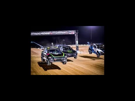 Fraser McConnell (left) at the start of the Nitrocross series in Phoenix Arizona at the weekend.