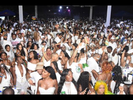 Patrons enjoying the festivities at Daydreams White Sands (All White) party held on Long Bay Beach in Negril in 2022. 
