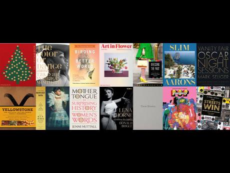 This combination of photos shows cover art for ‘The Christmas Book’, by Phaidon editors, top row from left, ‘The Color of Dance’, by TaKiyah Wallace-McMillian; ‘Birding for a Better World’, by Molly Adams and Sydney Golden Anderson; ‘The Art 