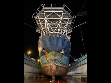  The 15,000-tonne ‘Mexican Giant’ vessel docked inside the shipyard.