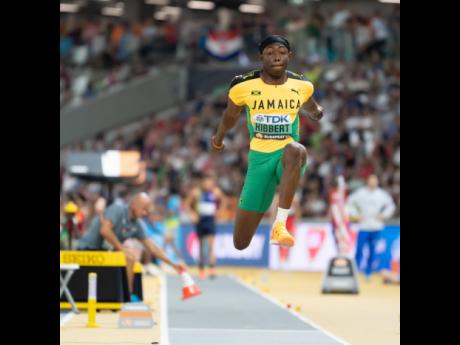 Jamaica’s Jaydon Hibbert competing in the men’s triple jump at the 2023 World Athletics Championships in Budapest, Hungary.