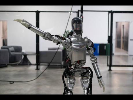 Humanoid robot Figure 01 is demonstrated at Figure AI’s test facility in Sunnyvale, California.