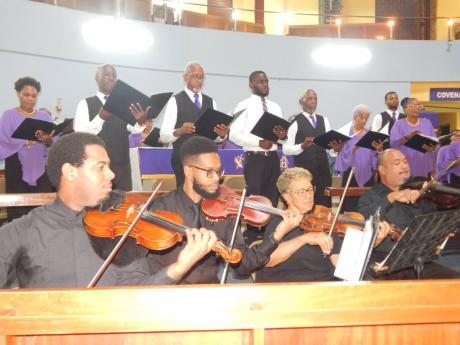 The string section of the chamber orchestra included (from left) Jovani Williams, Gabriel Walters and Paulette Bellamy on violin and Darren Young on viola.  