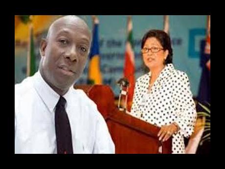 Trinidad and Tobago Prime Minister Dr Keith Rowley and Opposition Leader Kamla Persad Bissessar.