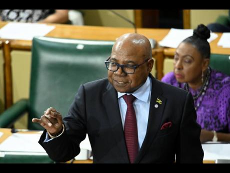 Tourism Minister Edmond Bartlett making his contribution to the State of the Nation Debate in Parliament on Tuesday.