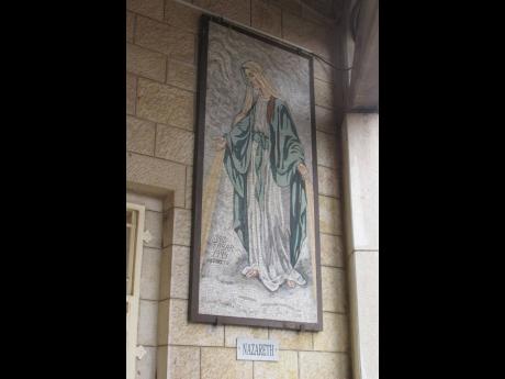 An artist’s impression of the Virgin Mary inside the Church of Annunciation in Nazareth Israel/Palestine.