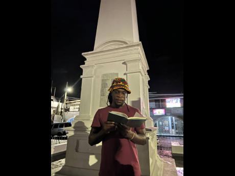 Hutchinson paid tribute to the past as he read an excerpt last Sunday evening from his new poetry collection at a monument in Port Antonio dedicated to the memory of late Jamaican war heroes who fought in World War I. The veterans were part of the narrativ