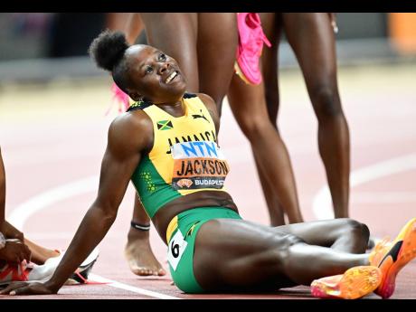 Shericka Jackson, moments after the women’s 200-metre finals earlier this year in the evening session of the 2023 World Athletics Champion held at the National Athletics Centre in Budapest, Hungary on Friday, August 25, 2023. 
