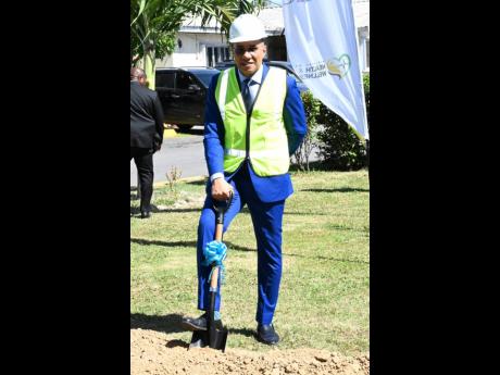 Rudolph Brown/Photographer
Prime Minister Andrew Holness taking part in the groundbreaking ceremony for the Redevelopment of the Spanish Town Hospital in St Catherine yesterday.