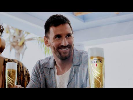 Inter Miami’s Lionel Messi is shown on the set of a Super Bowl commercial for Michelob Ultra in this image released yesterday by Michelob Ultra. The World Cup champion from Argentina will be part of a Super Bowl ad for the first time.
