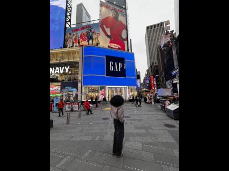 SAINT’s African supermodel-on-the-rise Tomiwa starred in the recent holiday campaign for Old Navy, and her visage graced billboards seen here in Times Square in New York City.