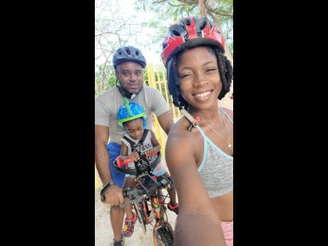 Edmond and her family enjoy doing fun activities together like cycling.