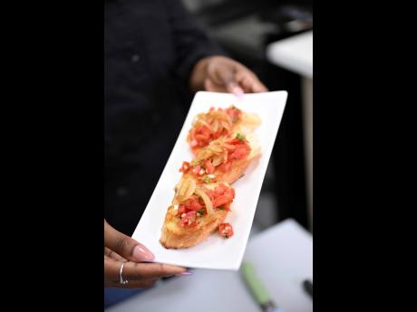 The crostini, with tomato salsa and caramelised onions, is a budget-friendly appetiser that packs a flavourful punch. 
