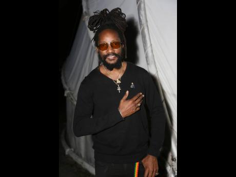 Kabaka Pyramid backstage at the Musical Tribute to Bob Marley at Emancipation Park on Tuesday. 