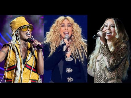 This combination of photos shows Mary J. Blige, from left, Cher, and Mariah Carey, who are among the 2024 nominees for induction into the Rock & Roll Hall of Fame. 