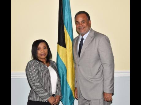 Alexis Downes-Amsterdam, director-general of the CARIFORUM Directorate in Georgetown, Guyana, with chair of CARIFORUM, the Minister of Economic Affairs of The Bahamas, Senator Michael Halkitis. 