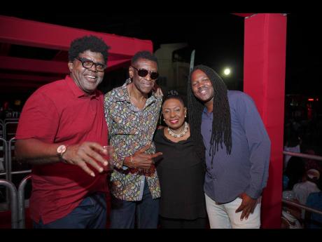 From left: Uptown Mondays founder, Whitfield ‘Witty’ Henry; Stone Love founder, Winston ‘Wee Pow’ Powell; Minister of Culture Olivia Grange and Damian Crawford.