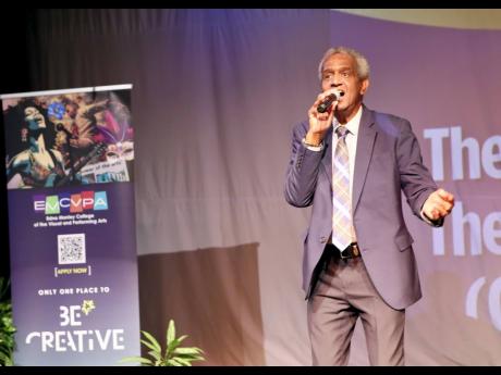 Commander John McFarlane was among the talented entertainers who took to the stage at the launch of the Grace Lyons & Heritage Singers Canada Bursary held at the Dennis Scott Studio Theatre at the Edna Manley College of the Visual and Performing Arts.  