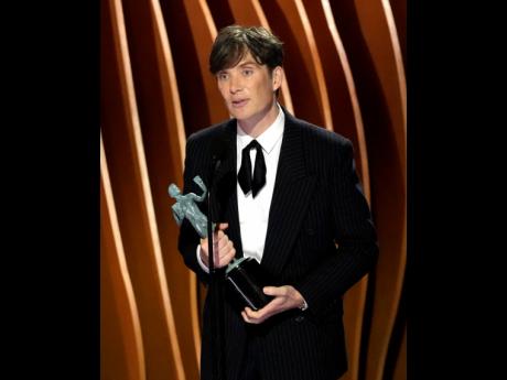 Cillian Murphy accepts the award for outstanding performance by a male actor in a leading role for ‘Oppenheimer’. 