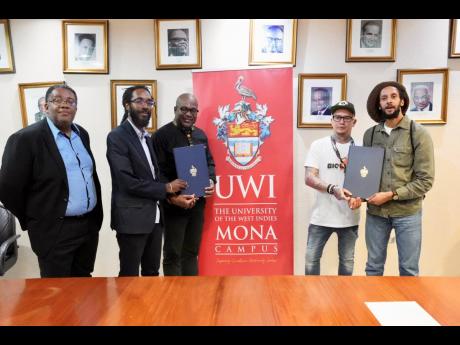 From left: Professor Michael Taylor, dean, Faculty of Science and Technology, The UWI Mona; Machel Emanuel, lecturer, Department of Life Sciences, Faculty of Science and Technology, The UWI Mona; Prof Densil Williams, principal and pro vice-chancellor, The