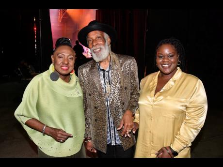 From left: Minister of Culture, Gender, Entertainment and Sport, Olivia Grange; veteran deejay Manley Augustus ‘Big Youth’ Buchanan, and J. Wray & Nephew Ltd Media and PR manager Candiese Leveridge caught up backstage.