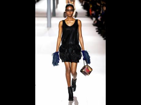 SAINT International’s breakout star Dru Campbell in Look 15 for Louis Vuitton’s creative director NIcolas Ghesquiere’s fall/winter 2024 collection on Tuesday.